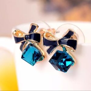 Jewelry - 3/35 New Blue Cubic Zirconia Bow Stud Earrings Jewelry - 3/35 New Blue Cubic Zirconia Bow Stud Earrings